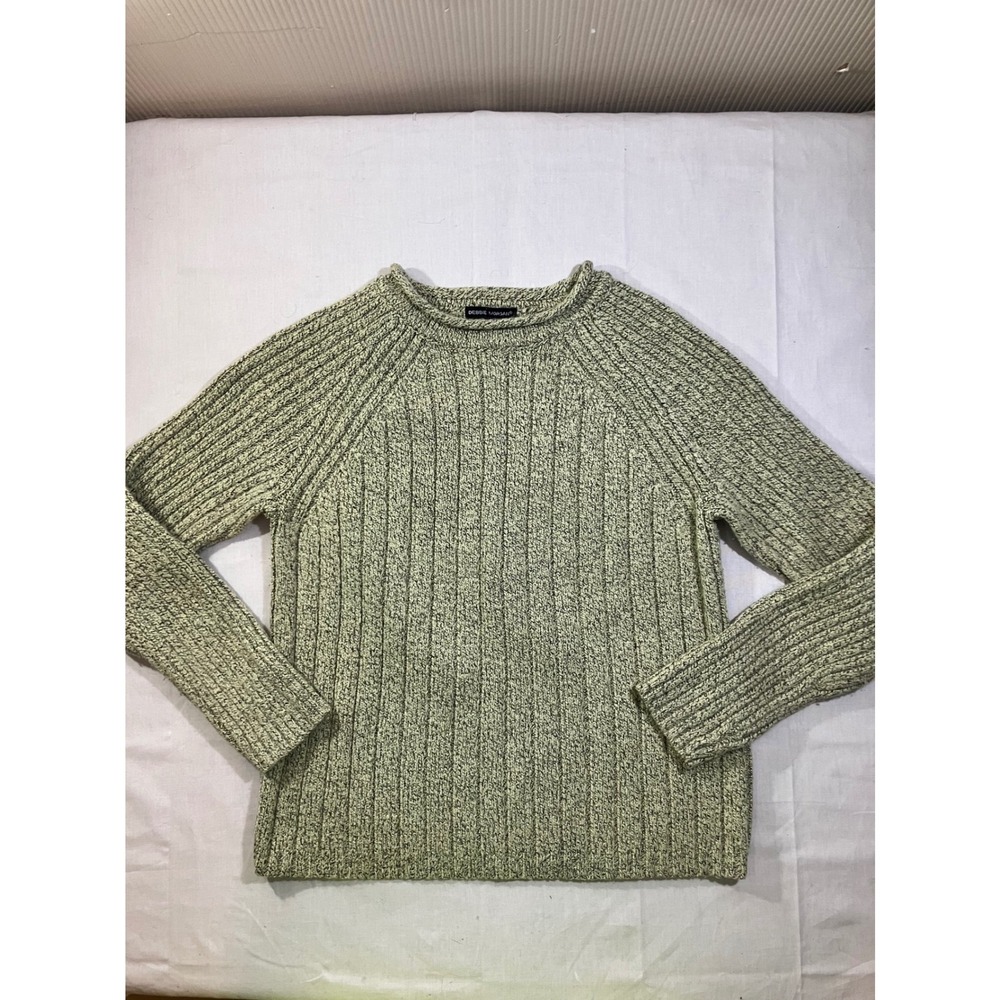 Debbie Morgan Sage Green Marled Ribbed Knit Raglan Sweater Womens Medium